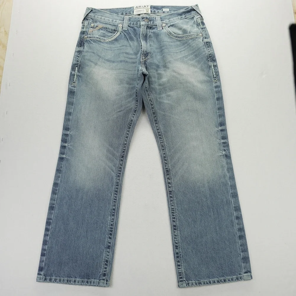 Ariat M5 Straight Fit Straight Leg Jeans Mens 34x30 Light Wash Blue Denim